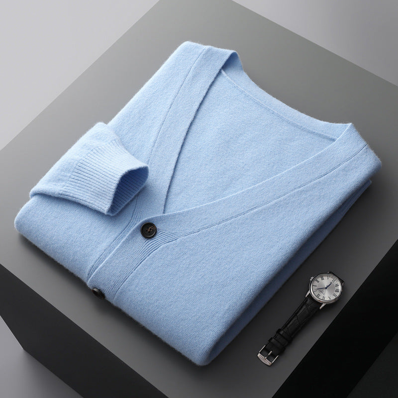 V-neck Thin Loose Wool Cardigan For Men