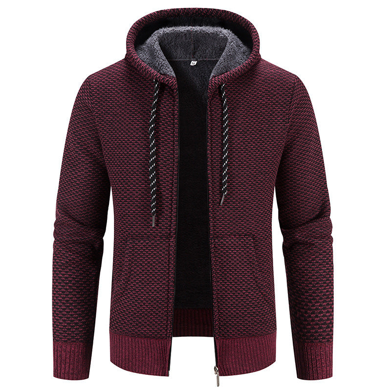 Men's Drawstring Plush Sweater Coat