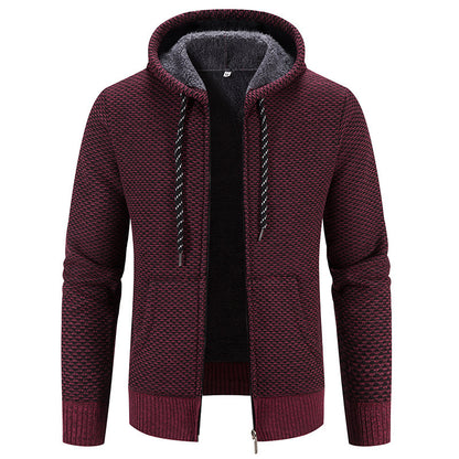 Men's Drawstring Plush Sweater Coat
