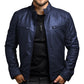 Stand Collar Motorcycle Leather Jacket For Men