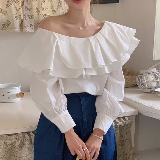 Elegant Uno Shoulder Double Layer Blouse