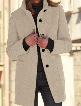 Standing Collar Woolen Coat
