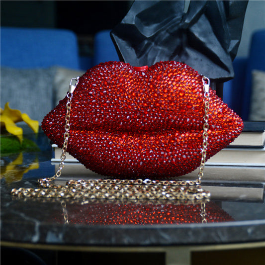 Evening Rhinestone Lip Chain Bag