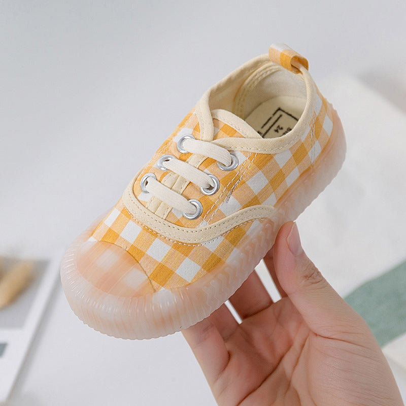 Toddler's Plaid Canvas Slip-On Sneakers