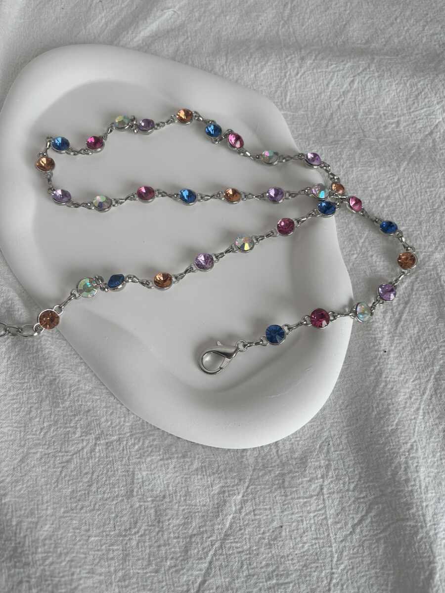 Colorful Rhinestone Waist Chain