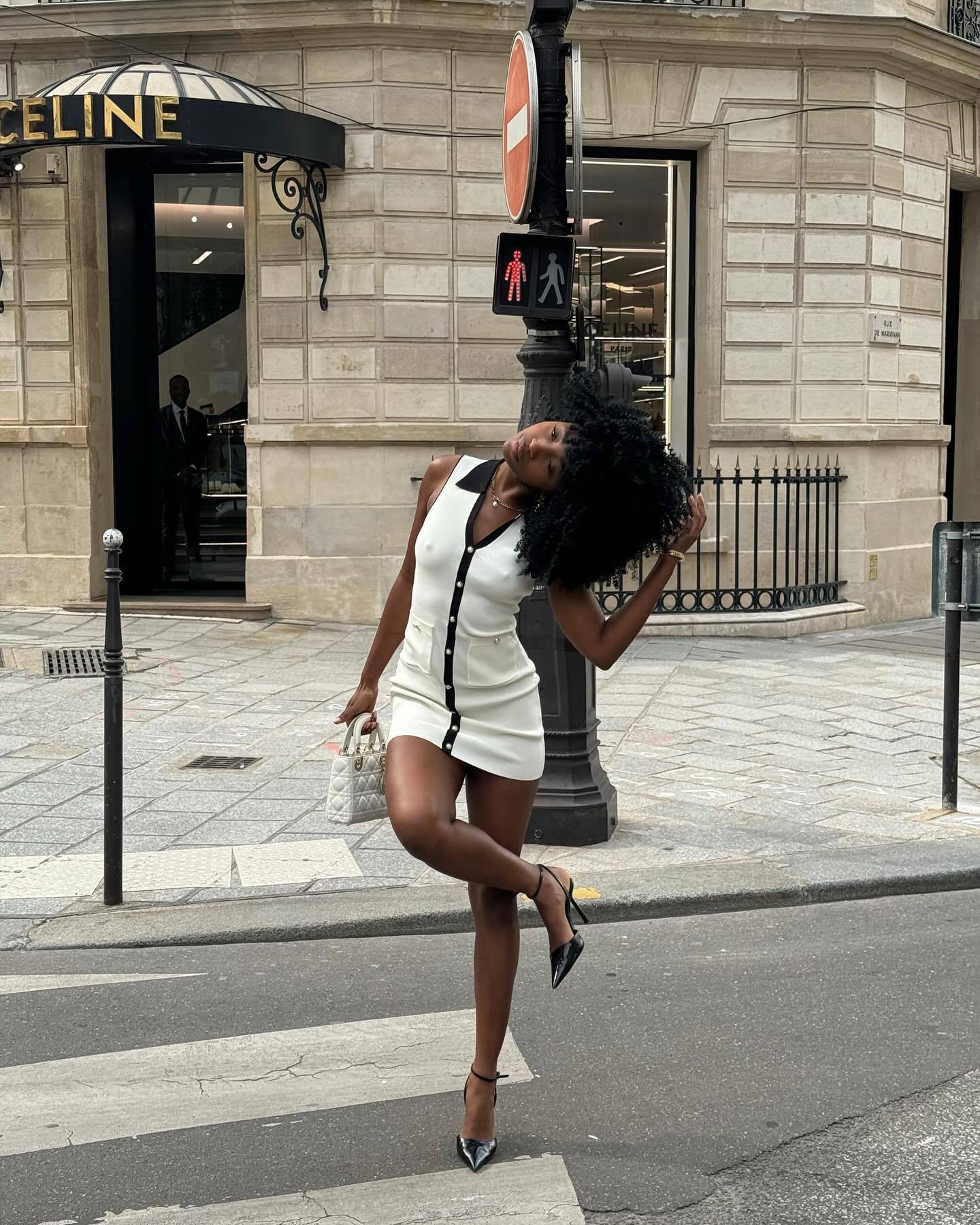 Knitted Black & White Dress