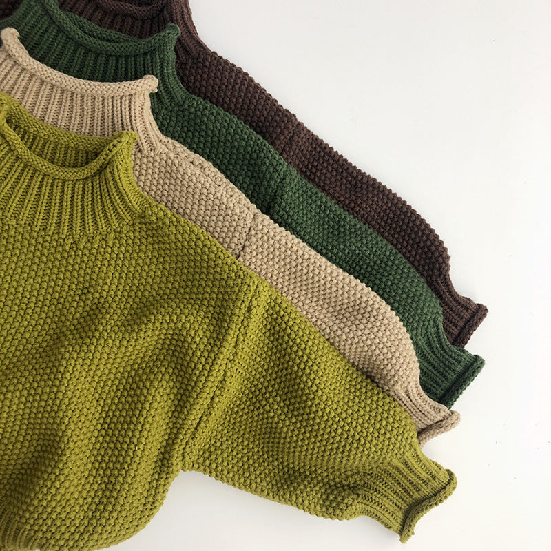 Kids'  Retro Knitted Turtleneck Sweater