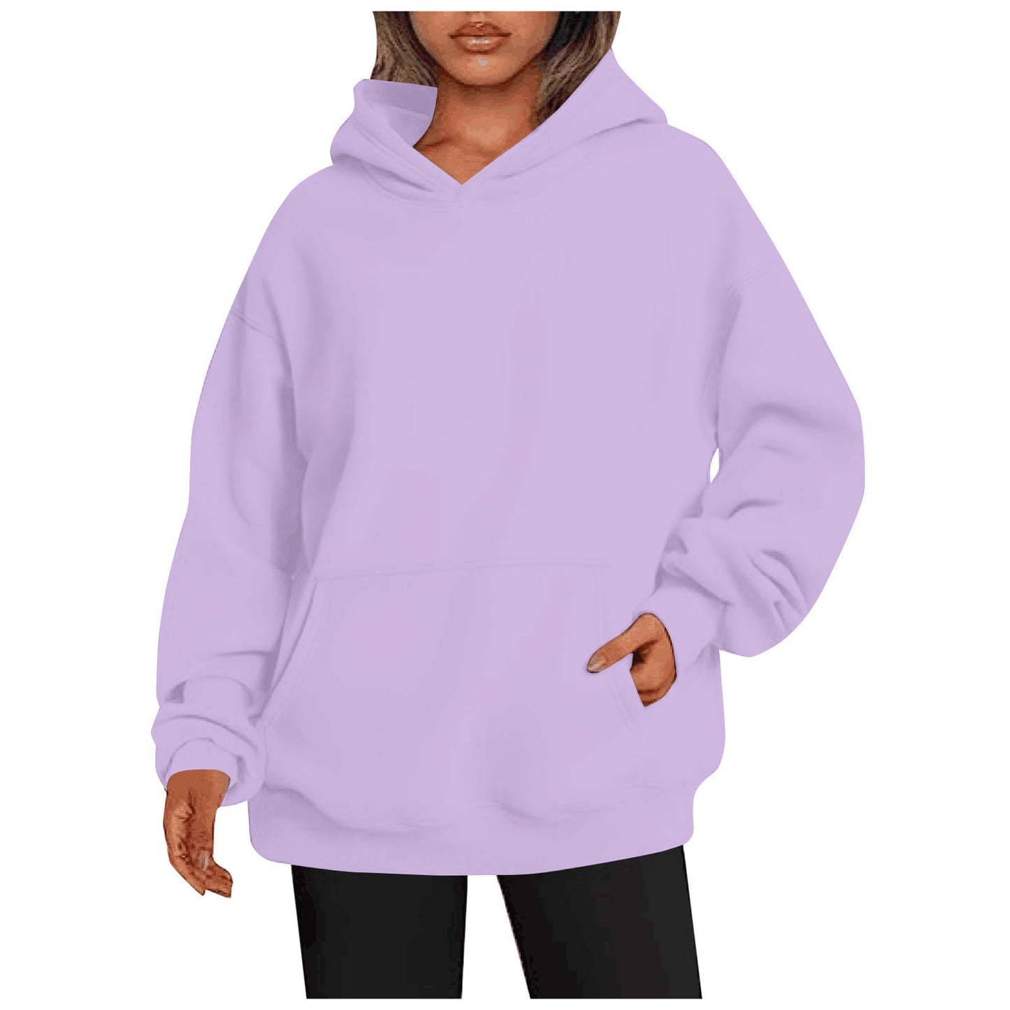 Solid Color Oversized Hoodie For Women