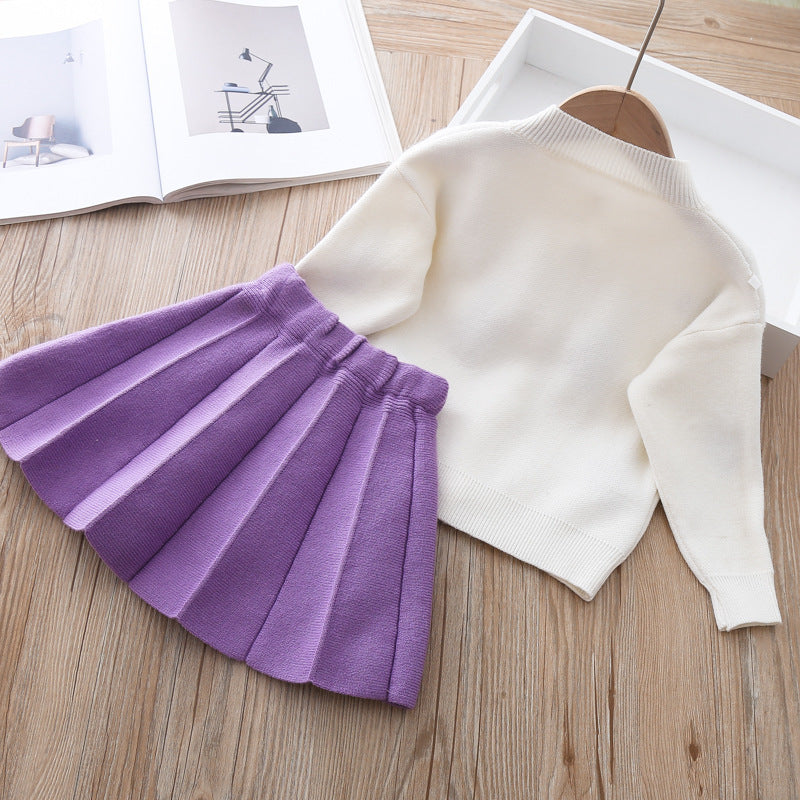 2 Pcs Baby Girl Mink Wool Sweater Dress