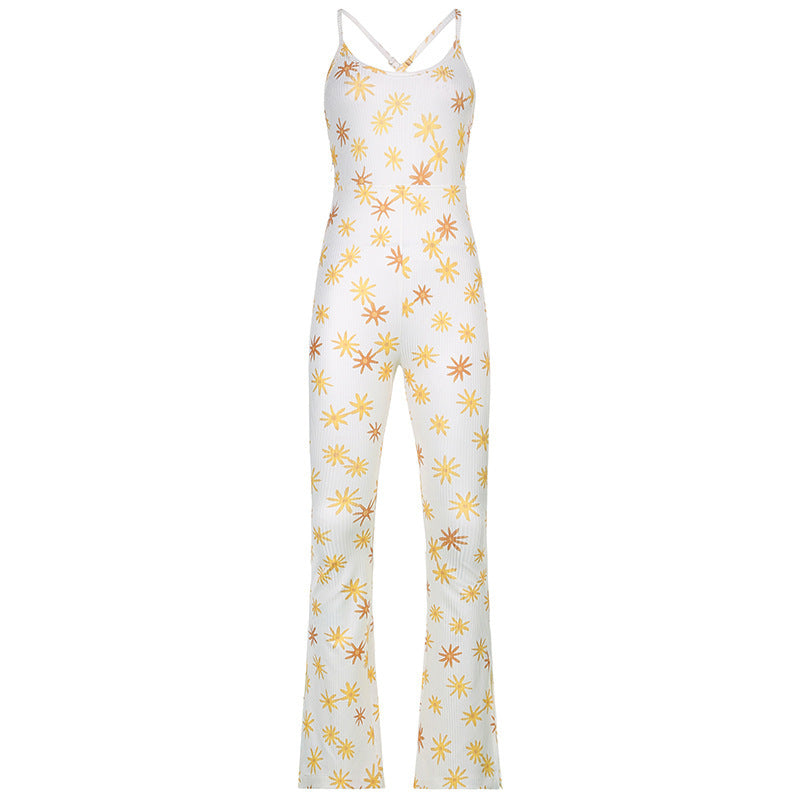 Printed Sling Split Jumpsuit