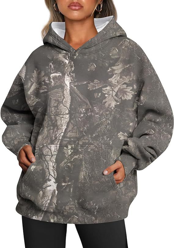 Camouflage Maple Leaf Print Sports Hoodie For Women
