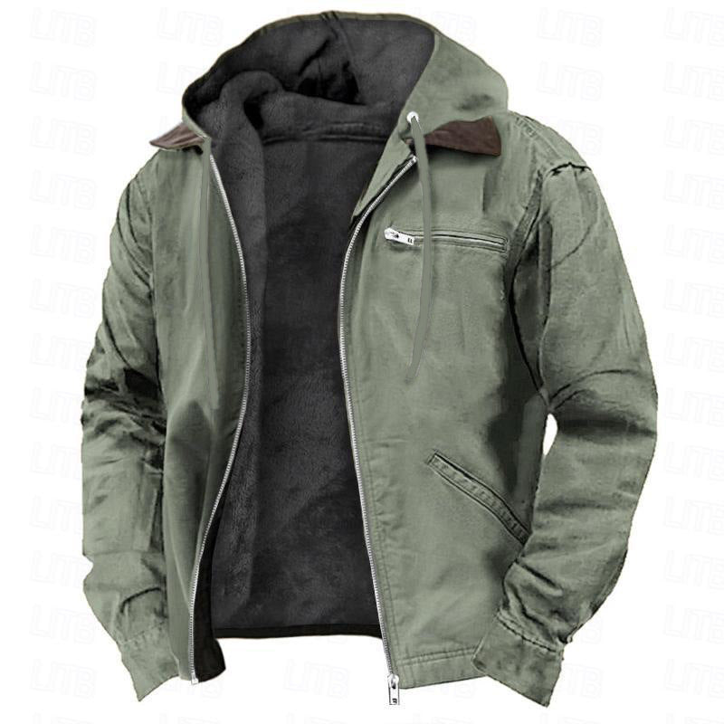 Pockets Fleece Zip-Up Hooded Jacket