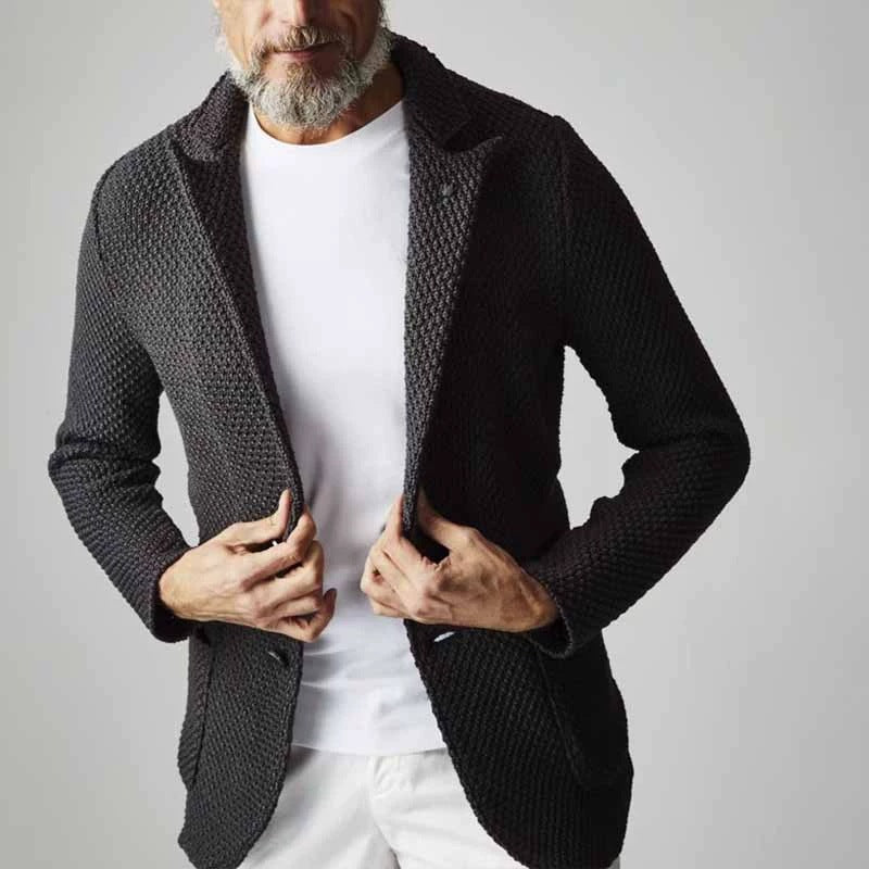Lapels Suit Casual Knitted Jacket Cardigan For Men
