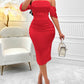 Women's Fitted Off-the-shoulder Pleated Dress