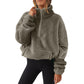 Velvet Fleece-Lined Half Zipped Stand Collar Hoodie For Women