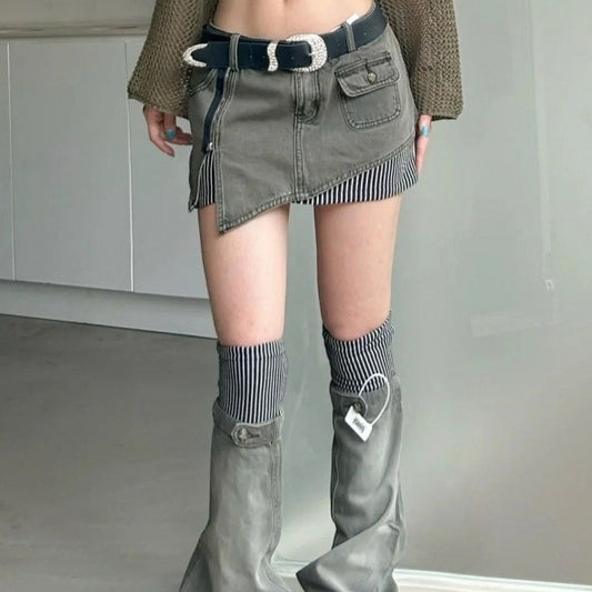 Women's American Retro Denim Skirt