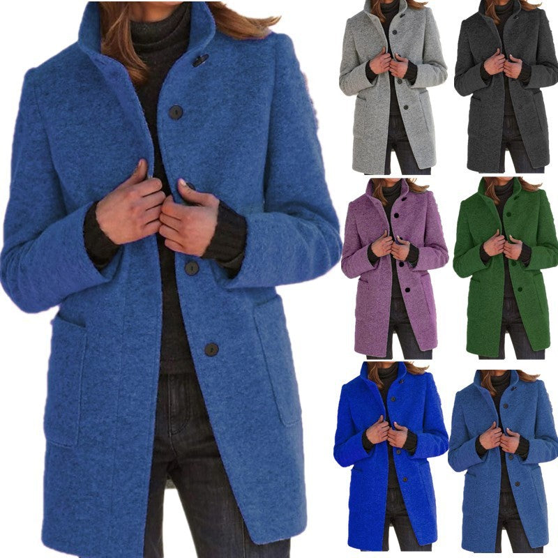 Standing Collar Woolen Coat