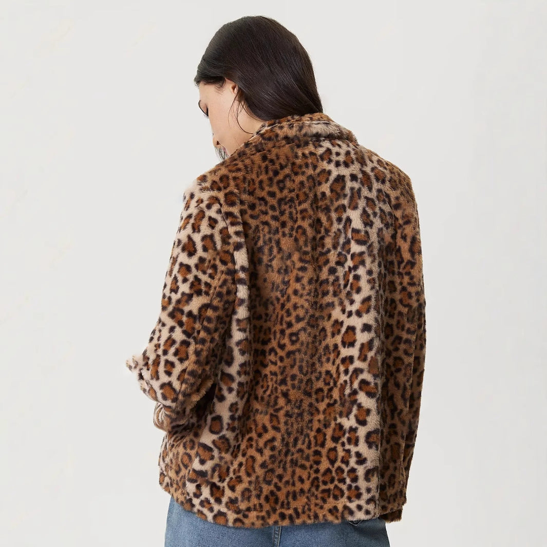 Buckle Lapel Leopard Print Coat