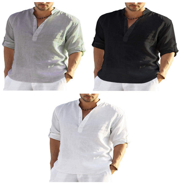 Men's Casual Cotton/Linen Blend Sports Shirt