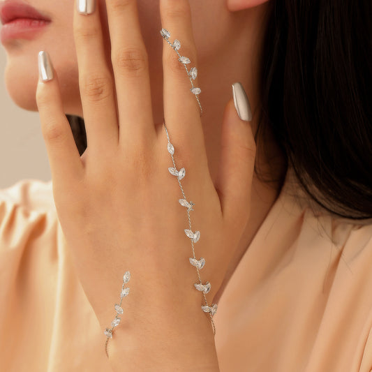 Zircon Leaves Finger Chain