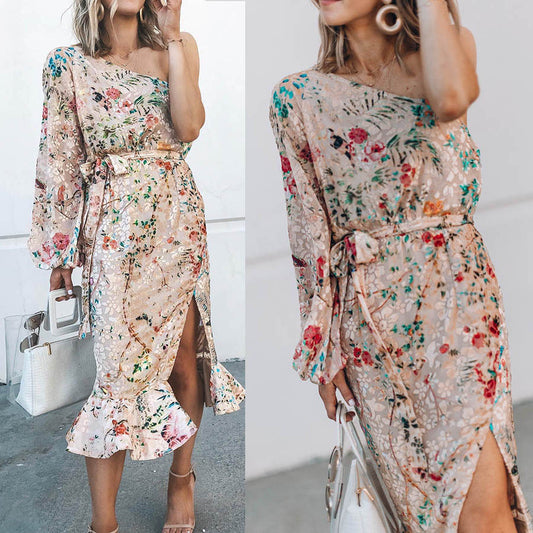 Women's One Shoulder Split Dress