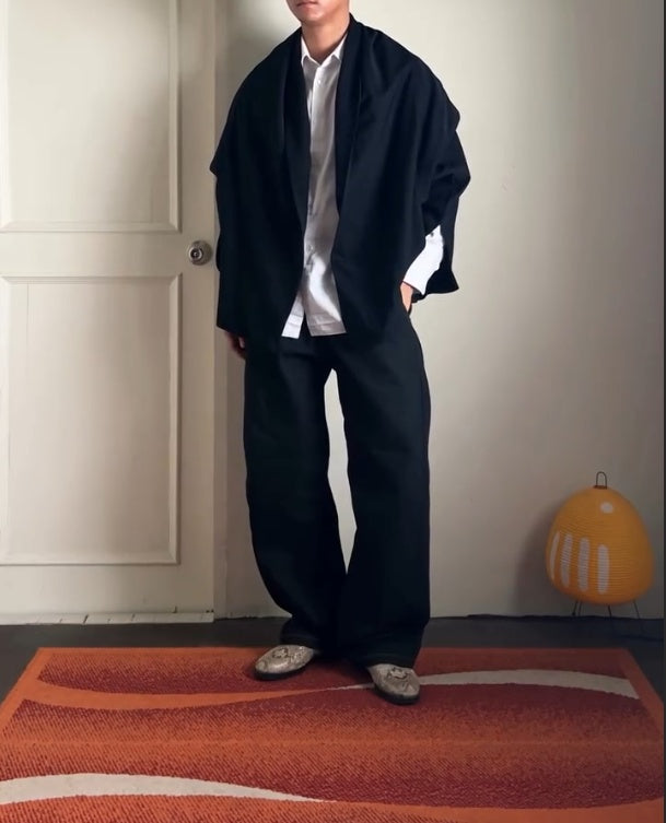 Black Batwing Sleeve Cardigan For Men