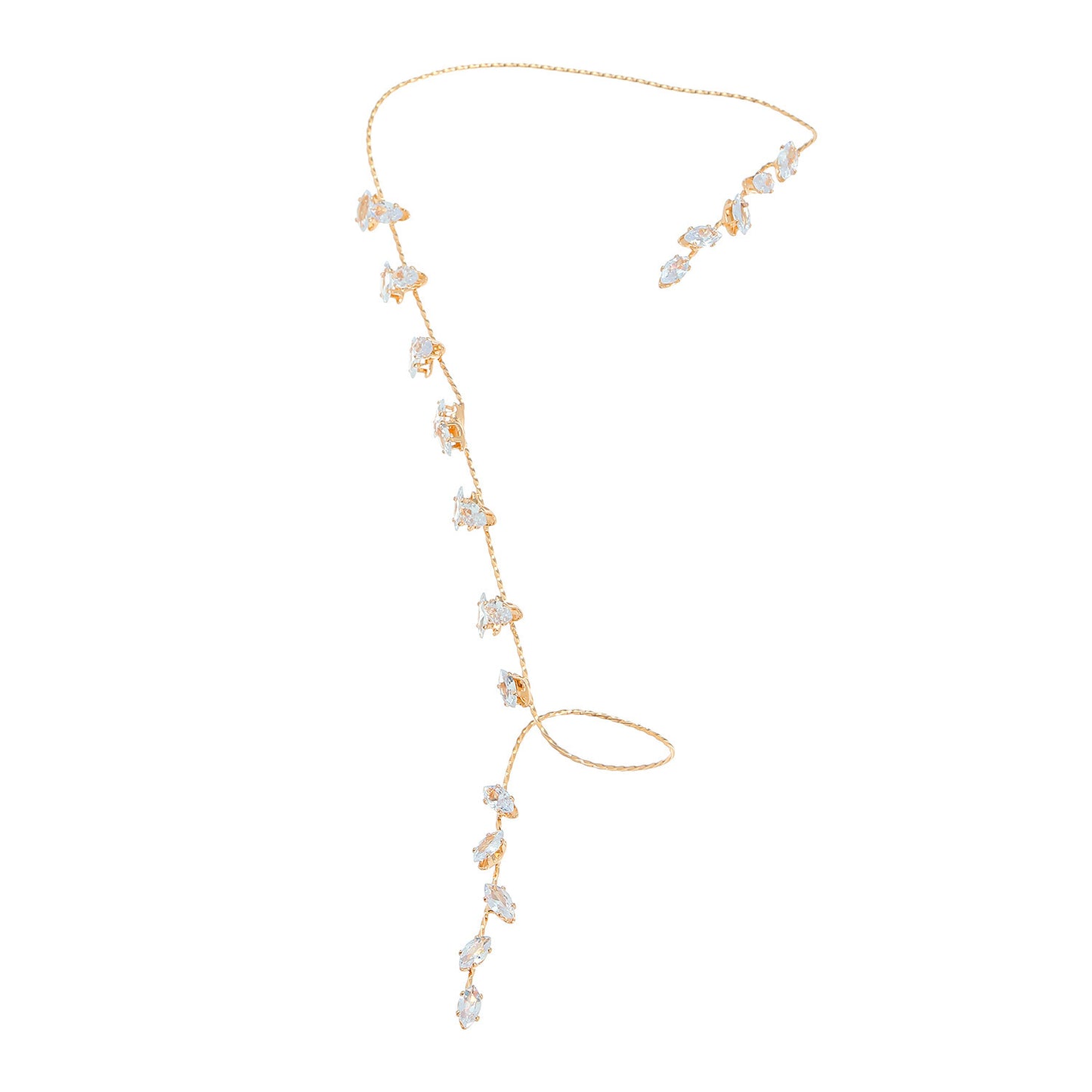Zircon Leaves Finger Chain