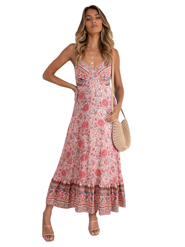 Women's Bohemian  Floral Beach Dress