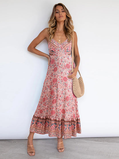 Women's Bohemian  Floral Beach Dress