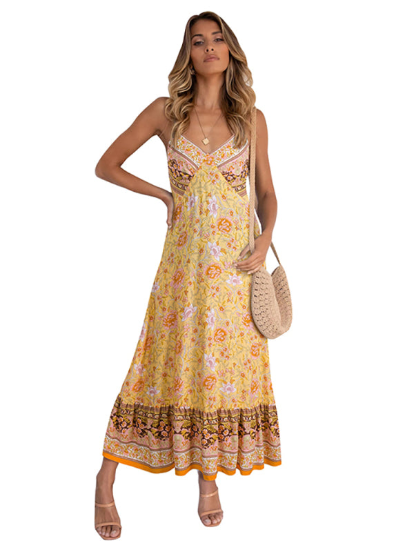 Women's Bohemian  Floral Beach Dress